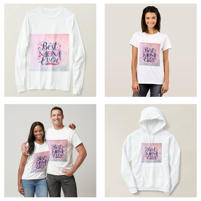 Best Mum Ever Pink Hearts Butterflies and Floral T-Shirt (Best Mom Ever Pink Hearts Butterflies and Floral T-Shirt)