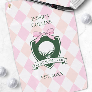 Best Mum Ever Pink Modern Lady Golfer Mother's Day Golf Towel