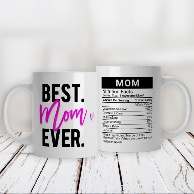 Best Mum Ever Pink + Nutrition Facts, Large Coffee Mug (Creator Uploaded)