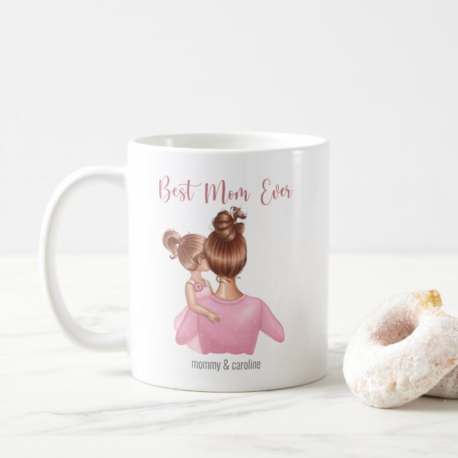 Best Mum Ever Pink Personalised Coffee Mug (With Donut)