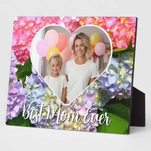 Best Mum Ever pink purple floral photo template Plaque