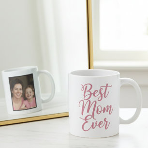 Best Mum Ever Pink Script 1 Photo Keepsake Coffee Mug
