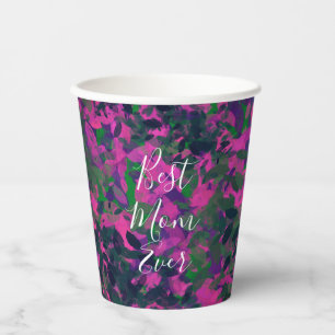 Best Mum Ever Pink Unique Garden Floral Painted Paper Cups