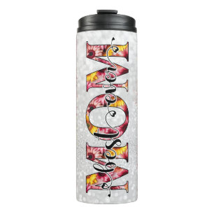 Best Mum Ever Pink Yellow Floral Thermal Tumbler