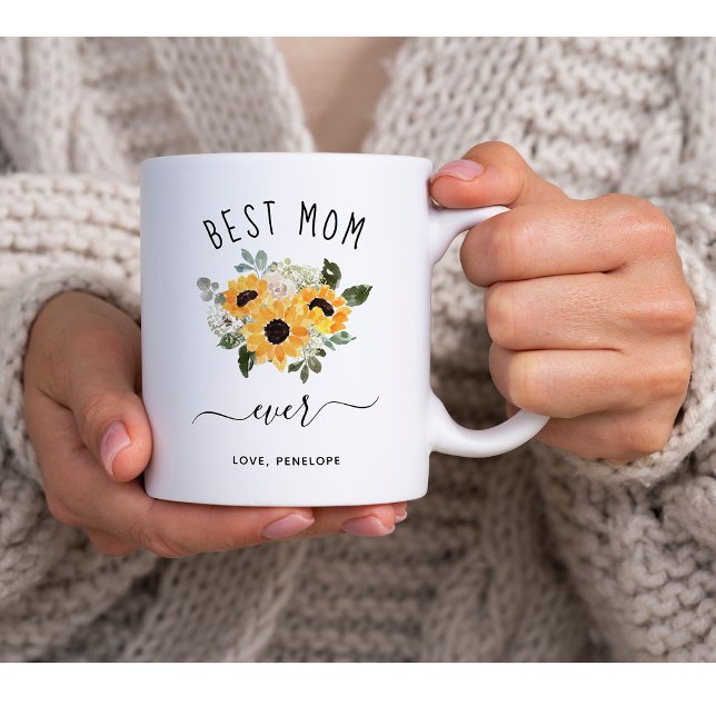 Best Mum Ever | Pretty Rustic Sunflowers Coffee Mug (Creator Uploaded)