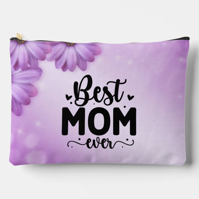 Best Mum Ever Purple Floral Accessory Pouch (Front)