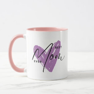 Best Mum Ever Purple Heart Script Cute Message Mug