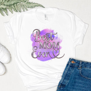 Best Mum Ever Purple & Silver Glitter Typography T-Shirt