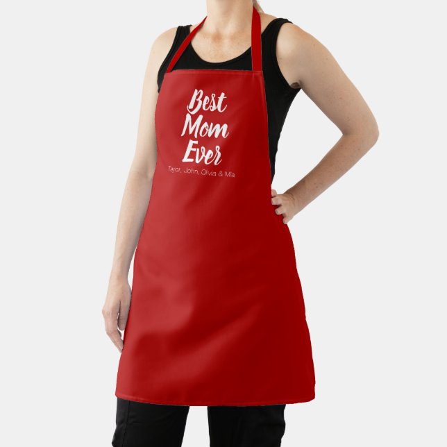 Best Mum Ever red custom script text cute  Apron (Insitu)