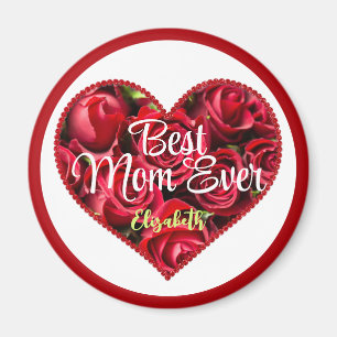 Best Mum Ever Red Heart Elegant Modern Mothers Day Magnet