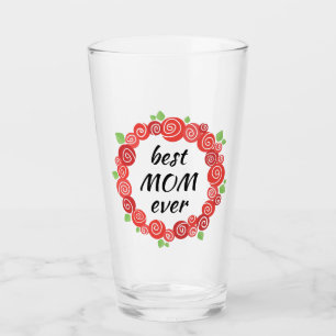 Best mum ever red roses wreath spring cute floral glass