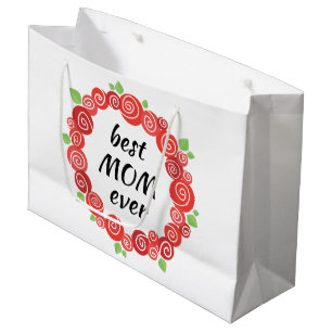 Best mum ever red roses wreath spring cute floral large gift bag