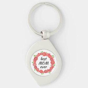 Best mum ever red roses wreath spring key ring