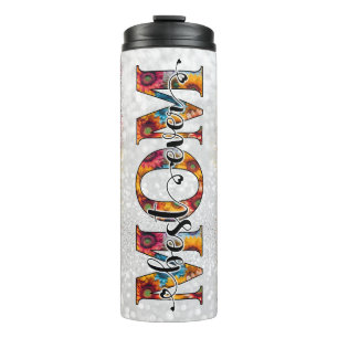 Best Mum Ever Red Yellow Floral Thermal Tumbler