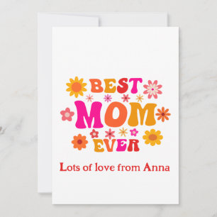 Best Mum Ever Retro Groovy Floral Mother's Day Card
