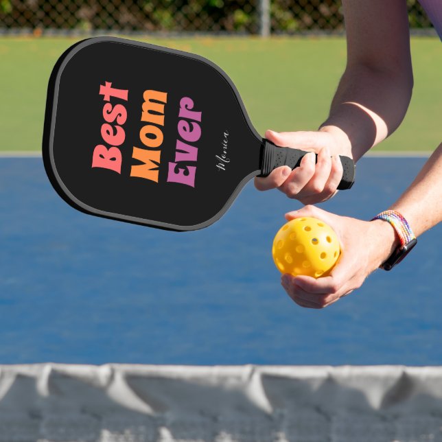 Best mum ever retro personalised name pickleball paddle (Insitu)