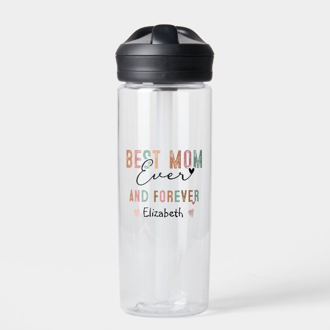 Best Mum Ever  Retro Script Groovy Mother's day  Water Bottle (Front)