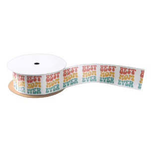 Best Mum Ever Retro Typography Design Satin Ribbon