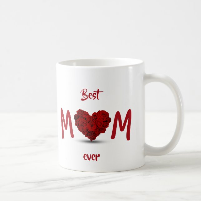 Best Mum Ever Rose Heart Bouquet - Mug (Right)