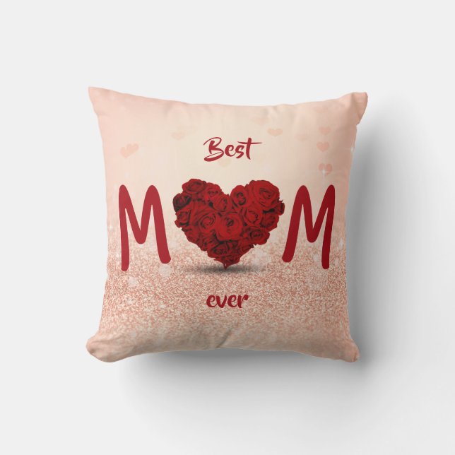 Best Mum Ever Rose Heart Bouquet - Pillow (Front)