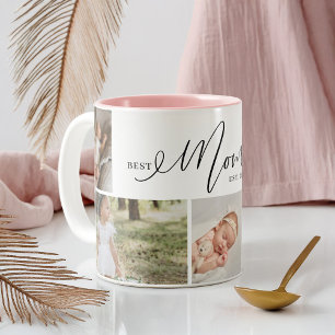 Best Mum Ever Script Mothers Day 5 Photo Collage Two-Tone Coffee Mug