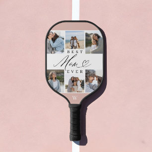 Best Mum Ever Script Mother's Day 6 Photo Collage Pickleball Paddle
