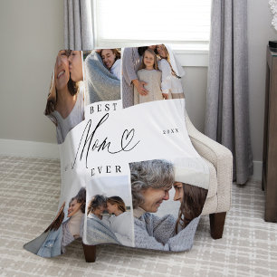 Best Mum Ever Script Mothers Day Photo Collage Fleece Blanket