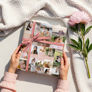 Best Mum Ever Script Mothers Day Photo Collage Wrapping Paper Sheet