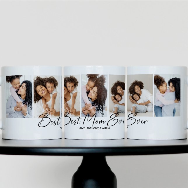 Best Mum Ever Script Photo Collage Coffee Mug (Creator Uploaded)