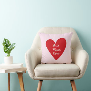 Best Mum Ever Script Pink & Red Heart Mother's Day Cushion