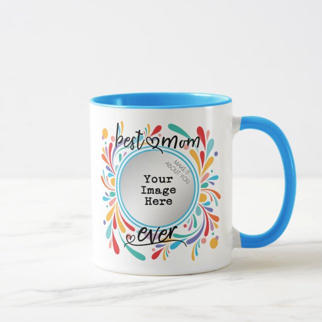 Best Mum Ever Script Typography Heart Mug (Right)