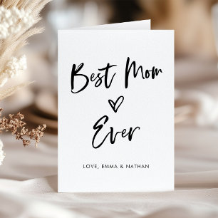 Best Mum Ever   Simple Casual Script and Heart Holiday Card