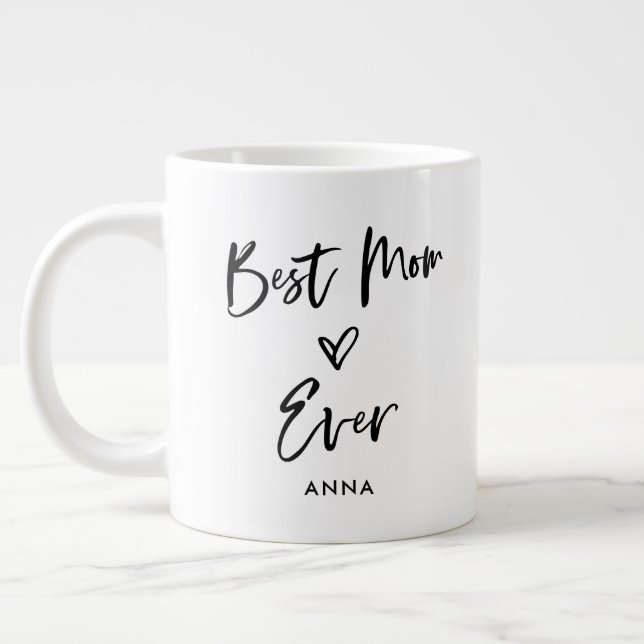 Best Mum Ever | Simple Casual Script and Heart Large Coffee Mug (Left)