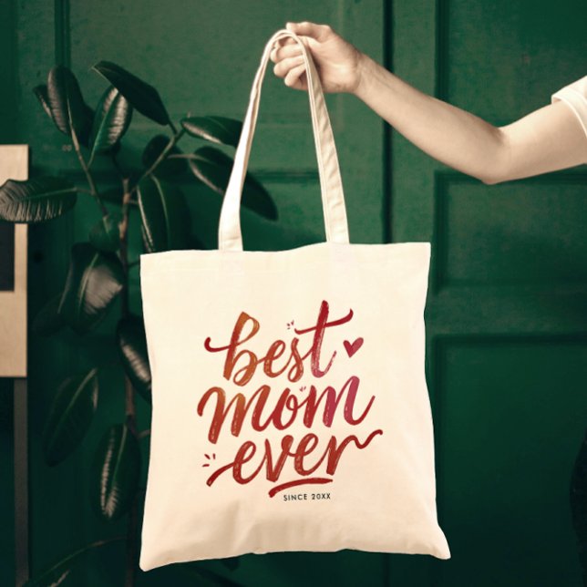 Best Mum Ever Simple Modern Chic Brown Calligraphy Tote Bag (Creator Uploaded)