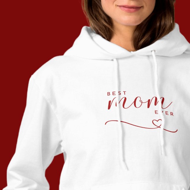 "Best Mum ever" simple red heart Hoodie (Creator Uploaded)