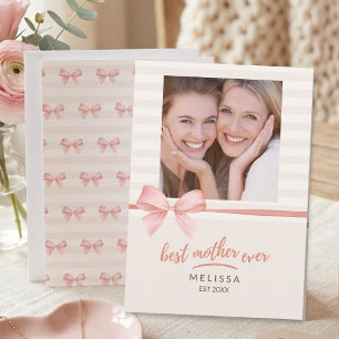 Best Mum Ever Soft Blush Cream Script Mother's Day Card