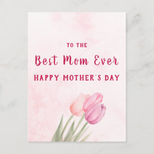 Best Mum Ever Soft Pink Floral Mother’s Day Postcard