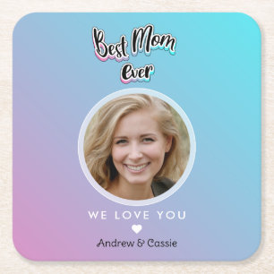 Best mum ever square paper coaster