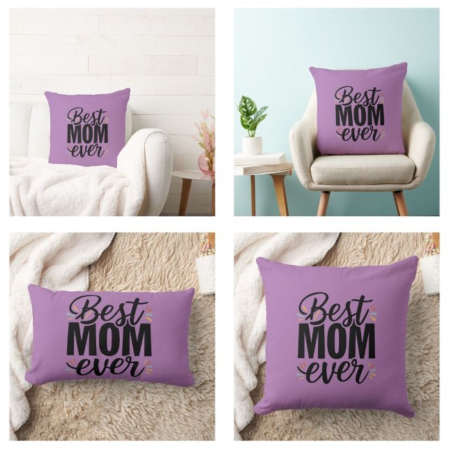 Best Mum Ever Stylish Happy Mother's Day Lumbar Cushion (Best Mom Ever Stylish Happy Mother's Day Pillows)