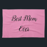 Best mum ever text pink tea towel<br><div class="desc">"Best Mum Ever" elegantly emblazoned in a vibrant font stands out against a soft pink background,  offering a heartfelt tribute to the most cherished matriarchs in a design that's both bold and affectionate.</div>