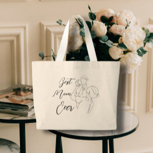 Best Mum Ever Trendy One Line lovely Motherhood Large Tote Bag