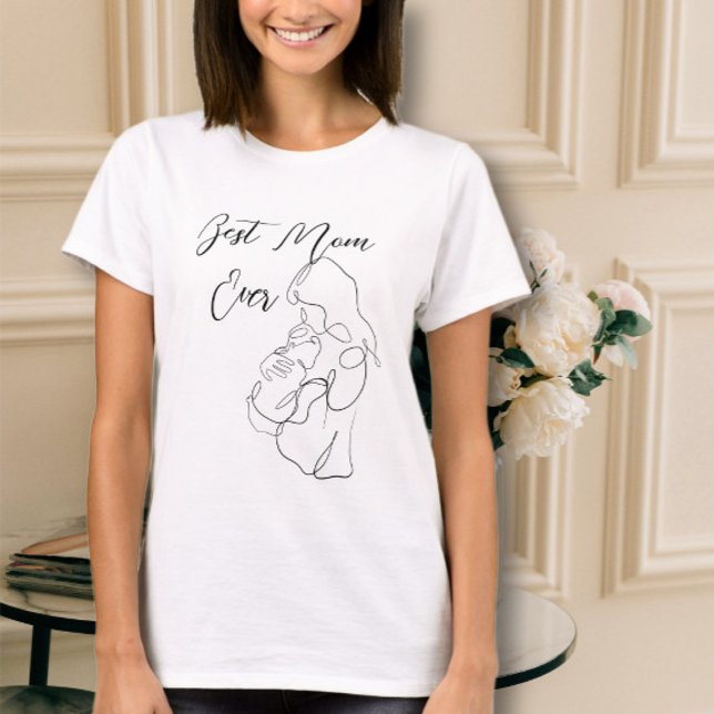 Best Mum Ever Trendy One Line Motherhood baby  T-Shirt (Creator Uploaded)