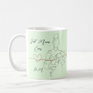 Best Mum Ever Trendy One Line Motherhood Heart Coffee Mug