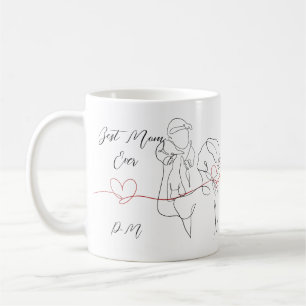 Best Mum Ever Trendy One Line Motherhood Heart Coffee Mug