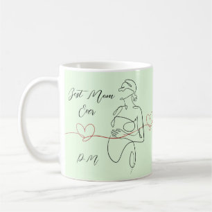 Best Mum Ever Trendy One Line Pregnancy Heart Coffee Mug