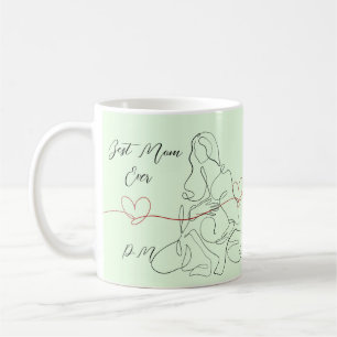 Best Mum Ever Trendy One Line Pregnancy Heart Coffee Mug