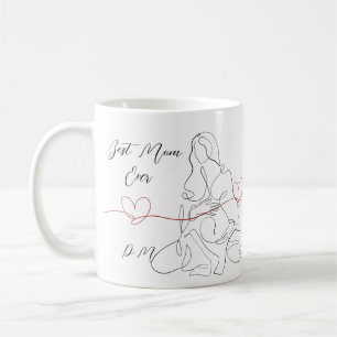 Best Mum Ever Trendy One Line Pregnancy Heart Coffee Mug