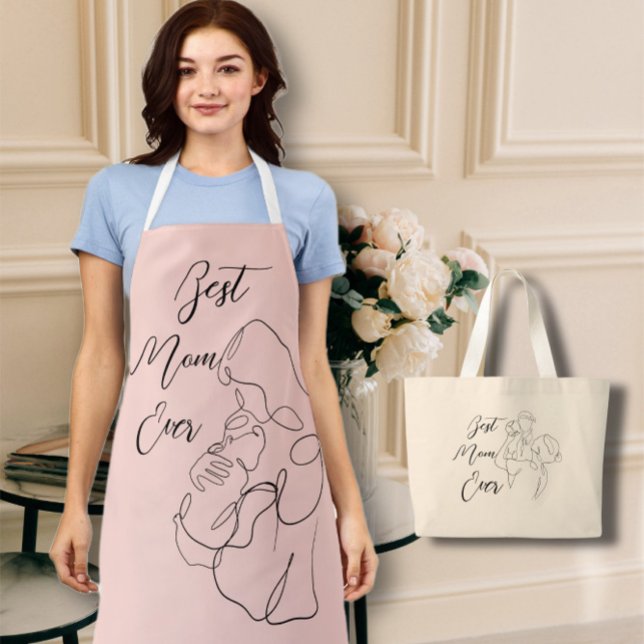 Best Mum Ever Trendy One Line with child Classic Apron (Creator Uploaded)