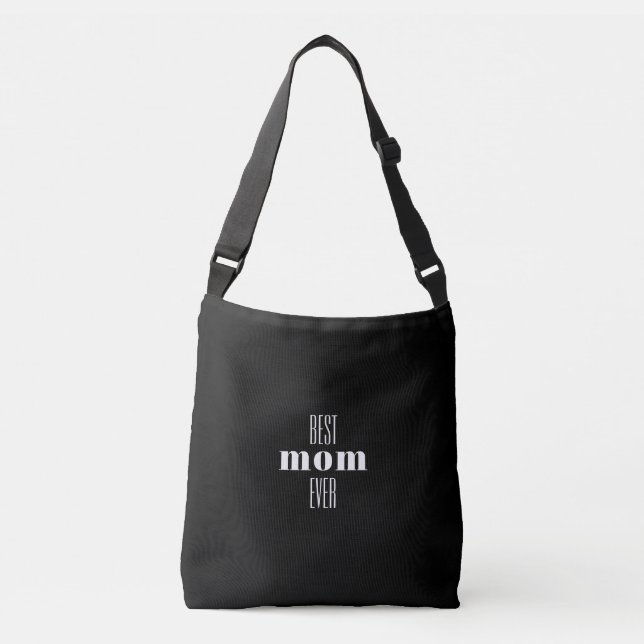 Best Mum Ever Typographic Black Tote Bag (Front)