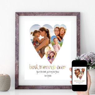 Best Mum Ever Typography Art 4 Heart Shaped Photo Poster